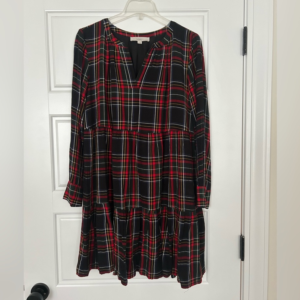 Loft Plaid Long Sleeve Dress